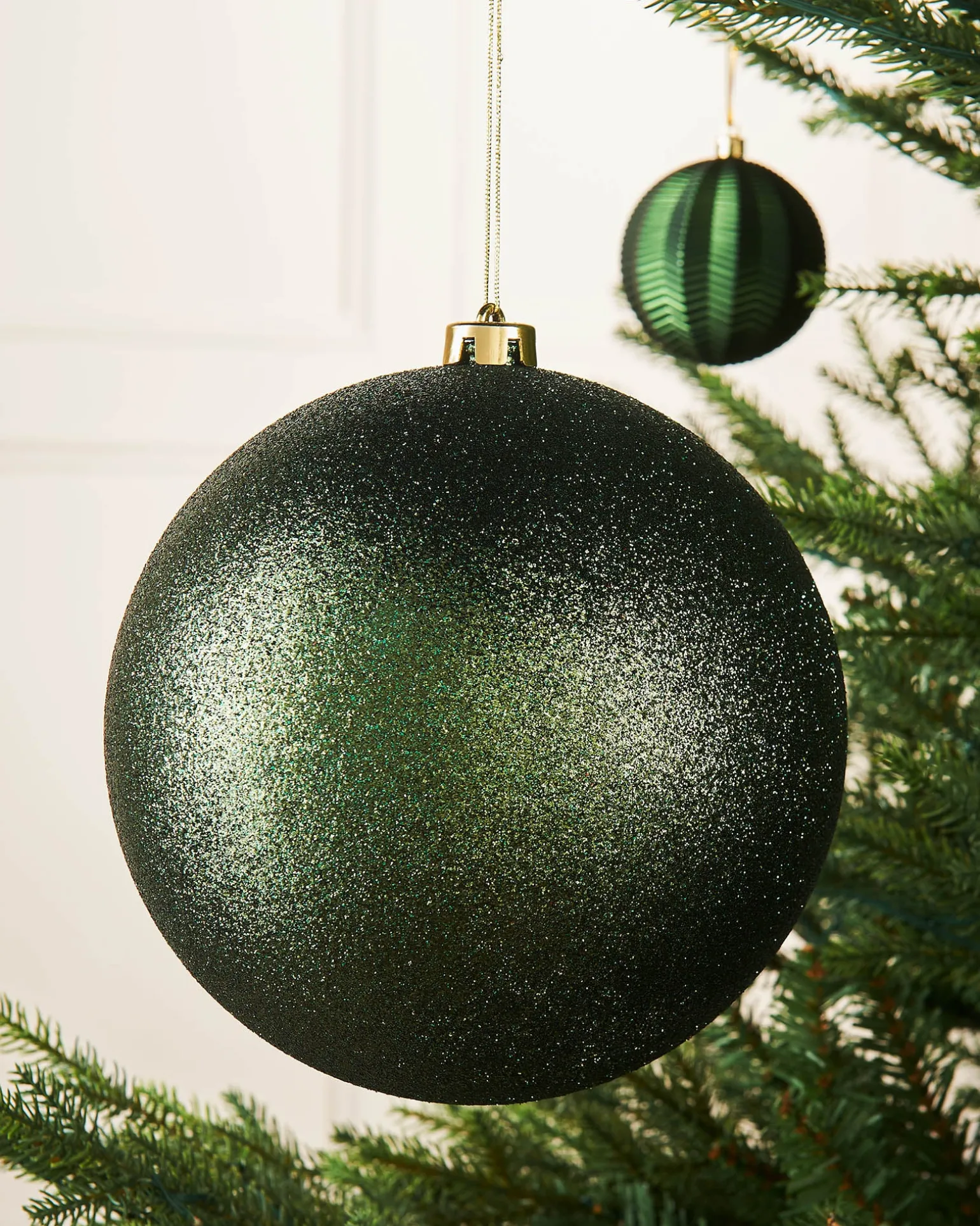 WeRChristmas Sage Green Large Glitter Shatterproof Bauble, 20 Cm^ Oversized Baubles|Shatterproof Baubles