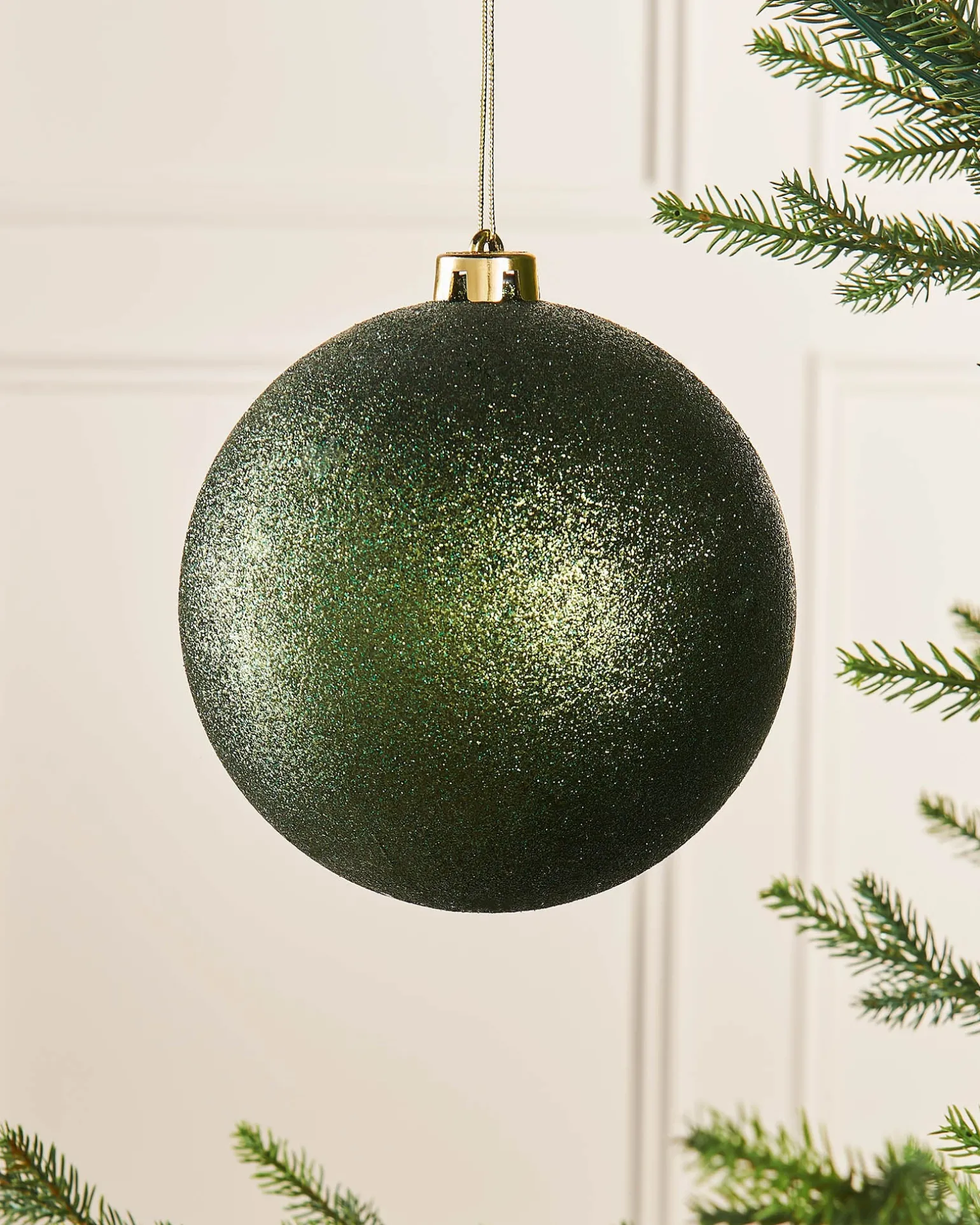 WeRChristmas Sage Green Large Glitter Shatterproof Bauble, 15 Cm^ Oversized Baubles|Shatterproof Baubles