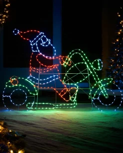 WeRChristmas Santa On A Motorbike Rope Light Silhouette, 1.6 M^ Festive Star, Snowflake & Sign Lights