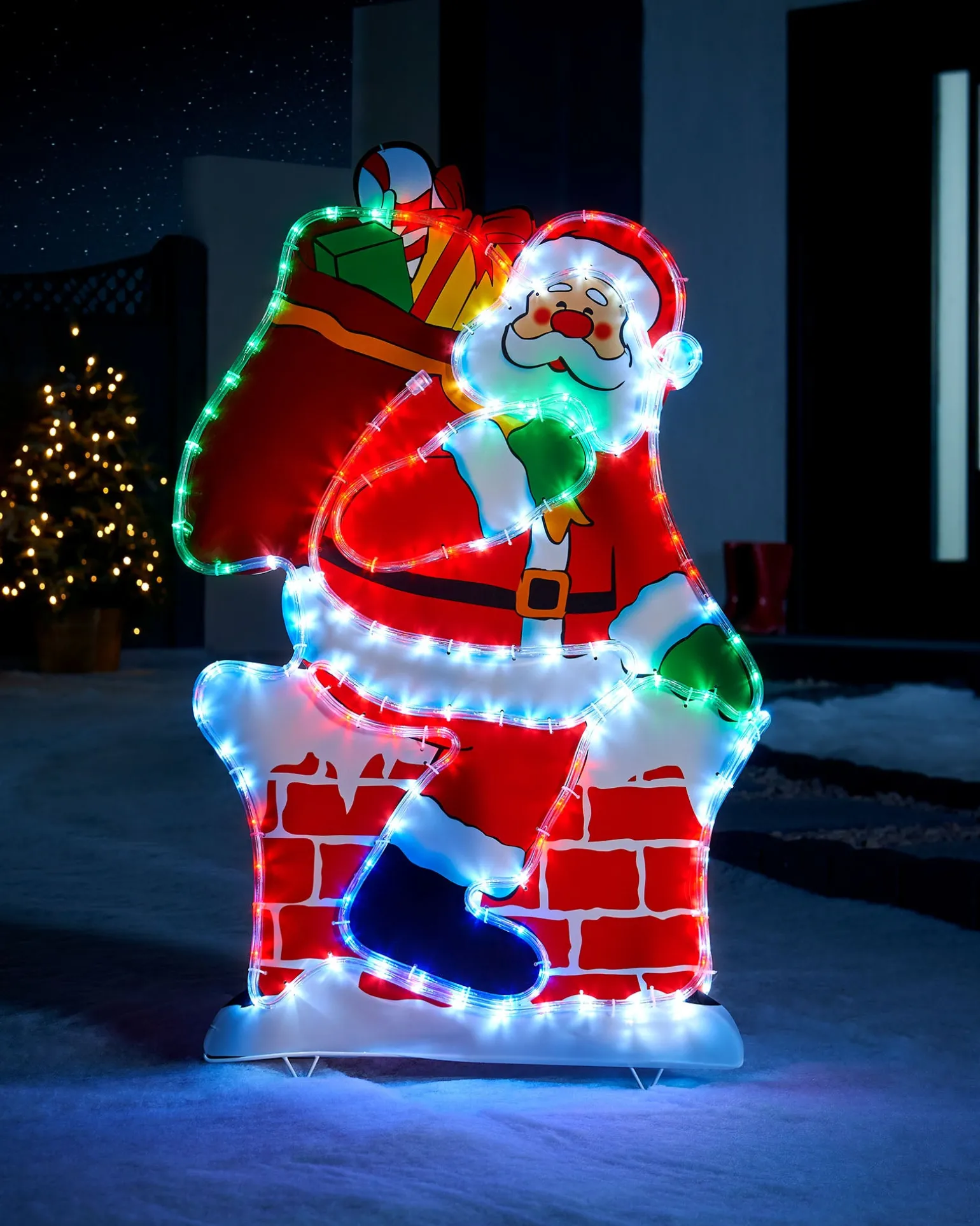 WeRChristmas Santa On Chimney Rope Light Silhouette, 95 Cm^ Christmas Characters
