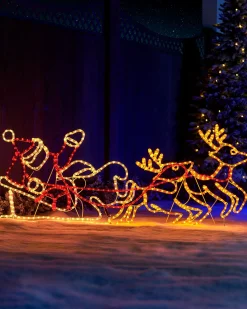 WeRChristmas Santa Sleigh Reindeer LED Rope Light Silhouette, 156 Cm^ Christmas Characters|Outdoor Lighted Reindeer