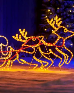 WeRChristmas Santa Sleigh Reindeer LED Rope Light Silhouette, 156 Cm^ Christmas Characters|Outdoor Lighted Reindeer