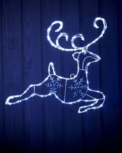 WeRChristmas Santa Sleigh With Reindeer Rope Light Silhouette, 60 Cm^ Outdoor Lighted Reindeer