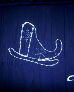 WeRChristmas Santa Sleigh With Reindeer Rope Light Silhouette, 60 Cm^ Outdoor Lighted Reindeer