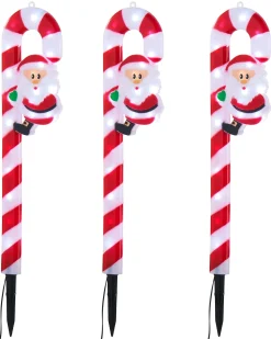 WeRChristmas Set Of 3 Candy Cane Pathway Stake Lights, 60 Cm^ Pathway Lights