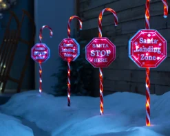 WeRChristmas Set Of 4 Candy Cane Pathway Stake Lights, 80 Cm^ Pathway Lights