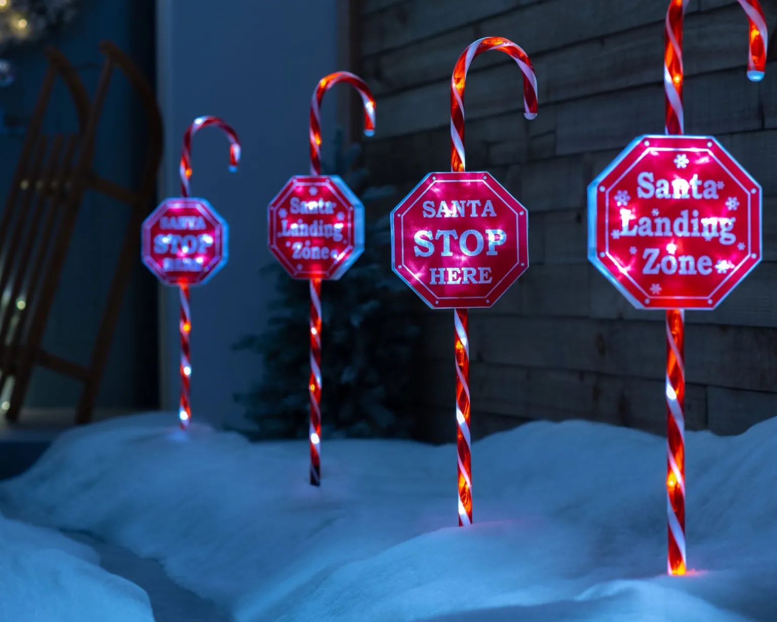 WeRChristmas Set Of 4 Candy Cane Pathway Stake Lights, 80 Cm^ Pathway Lights