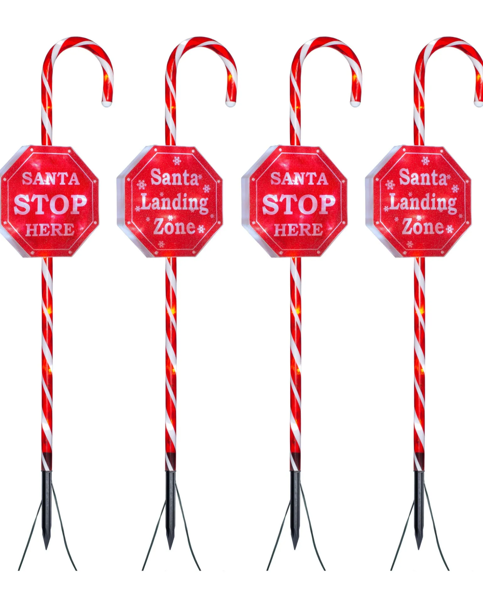 WeRChristmas Set Of 4 Candy Cane Pathway Stake Lights, 80 Cm^ Pathway Lights