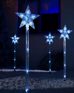 WeRChristmas Set Of 4 Connectable Star Pathway Stake Lights, Bright White, 77 Cm^ Connectable Lights