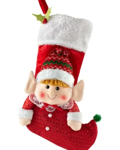 WeRChristmas Set Of 2 Elf Stockings, Red And Green, 53 Cm^ Novelty