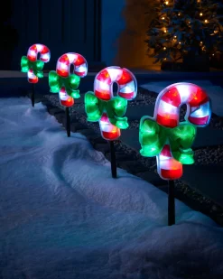 WeRChristmas Set Of 4 Pre-Lit Candy Cane Pathway Lights, 24 Cm^ Pathway Lights