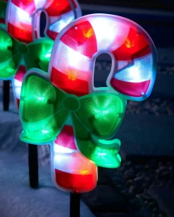 WeRChristmas Set Of 4 Pre-Lit Candy Cane Pathway Lights, 24 Cm^ Pathway Lights