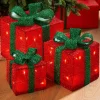 WeRChristmas Set Of 3 Pre-Lit Gift Box Silhouettes, Red, 26 Cm^ Table Decorations