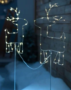 WeRChristmas Set Of 2 Reindeer Pathway Stake Lights, 1 M^ Pathway Lights