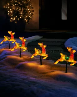 WeRChristmas Set Of 4 Reindeer Silhouette Pathway Stake Lights, 26 Cm^ Pathway Lights