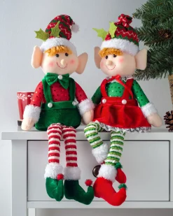 WeRChristmas Set Of 2 Sitting Elf Figurines, 46 Cm^ Novelty|Figurines