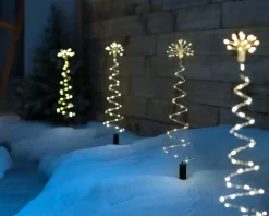 WeRChristmas Set Of 4 Spiral Firework Pathway Stake Lights, 52 Cm^ Festive Star, Snowflake & Sign Lights|Pathway Lights