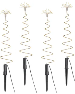 WeRChristmas Set Of 4 Spiral Firework Pathway Stake Lights, 52 Cm^ Festive Star, Snowflake & Sign Lights|Pathway Lights
