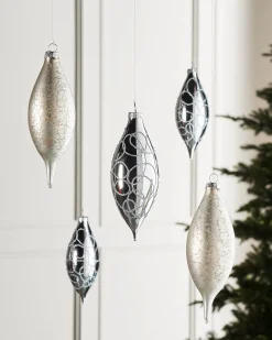 WeRChristmas Silver Glass Baubles, 5 Pack, 15 Cm^ Glass Baubles