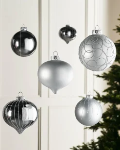 WeRChristmas Silver Glass Baubles, 6 Pack, 10 Cm^ Glass Baubles