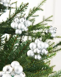 WeRChristmas Silver Glass Berry Cluster Baubles, 10 Pack^ Glass Baubles