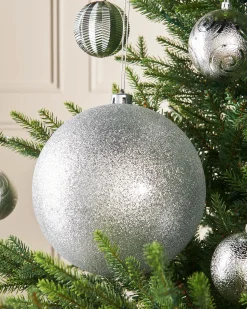 WeRChristmas Silver Large Glitter Shatterproof Bauble, 20 Cm^ Oversized Baubles|Shatterproof Baubles