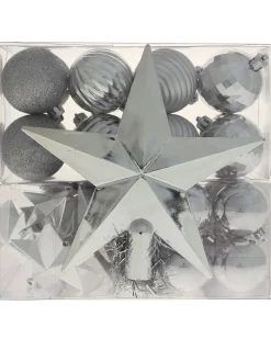 WeRChristmas Silver Shatterproof Baubles Set, 42 Pack^ Shatterproof Baubles