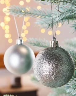 WeRChristmas Silver Shatterproof Baubles, 42 Pack, 6 Cm^ Shatterproof Baubles