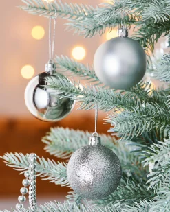 WeRChristmas Silver Shatterproof Baubles, 42 Pack, 6 Cm^ Shatterproof Baubles