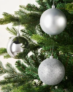 WeRChristmas Silver Shatterproof Baubles, 9 Pack, 10 Cm^ Oversized Baubles|Shatterproof Baubles