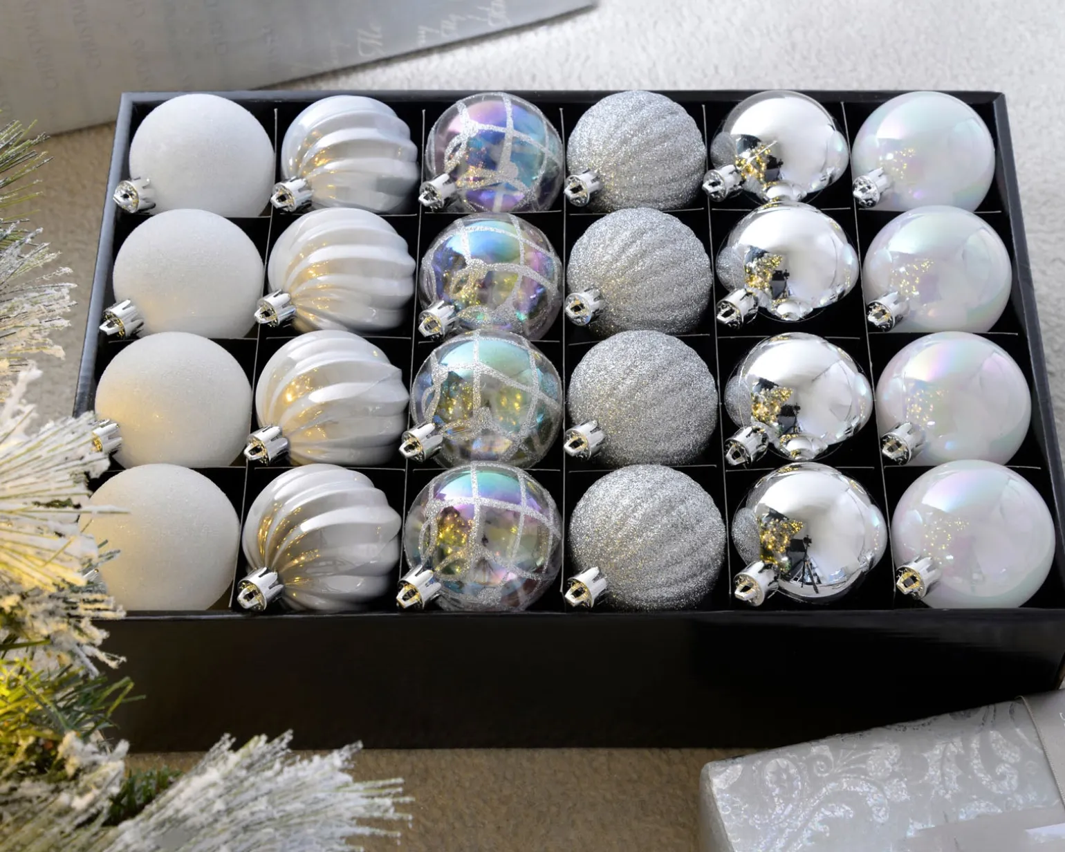 WeRChristmas Silver Shatterproof Baubles, 48 Pack, 6 Cm^ Shatterproof Baubles