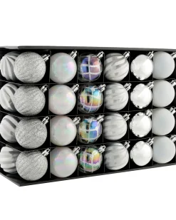 WeRChristmas Silver Shatterproof Baubles, 48 Pack, 6 Cm^ Shatterproof Baubles