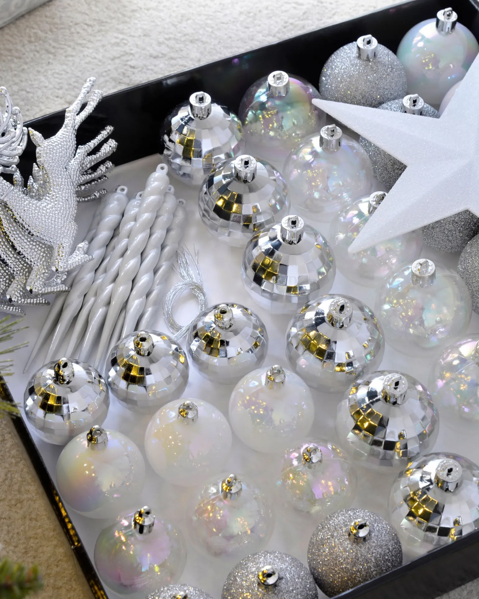 WeRChristmas Silver Shatterproof Baubles Set, 50 Pack^ Shatterproof Baubles