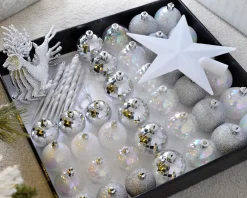 WeRChristmas Silver Shatterproof Baubles Set, 50 Pack^ Shatterproof Baubles