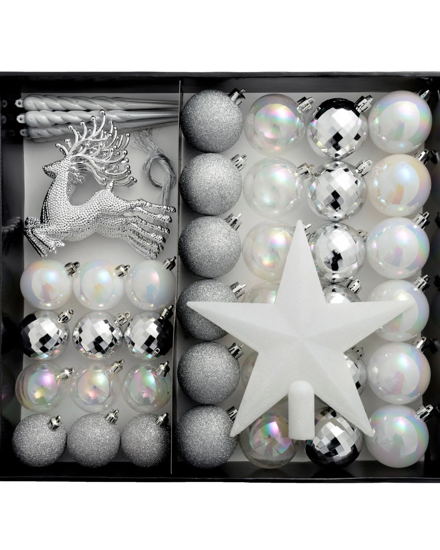 WeRChristmas Silver Shatterproof Baubles Set, 50 Pack^ Shatterproof Baubles