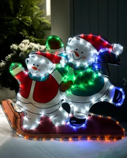 WeRChristmas Skating Snowmen Rope Light Silhouette, 52 Cm^ Christmas Characters