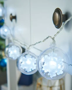 WeRChristmas Snowflake Bauble LED Light String, White, 1.8 M^ Fairy Lights