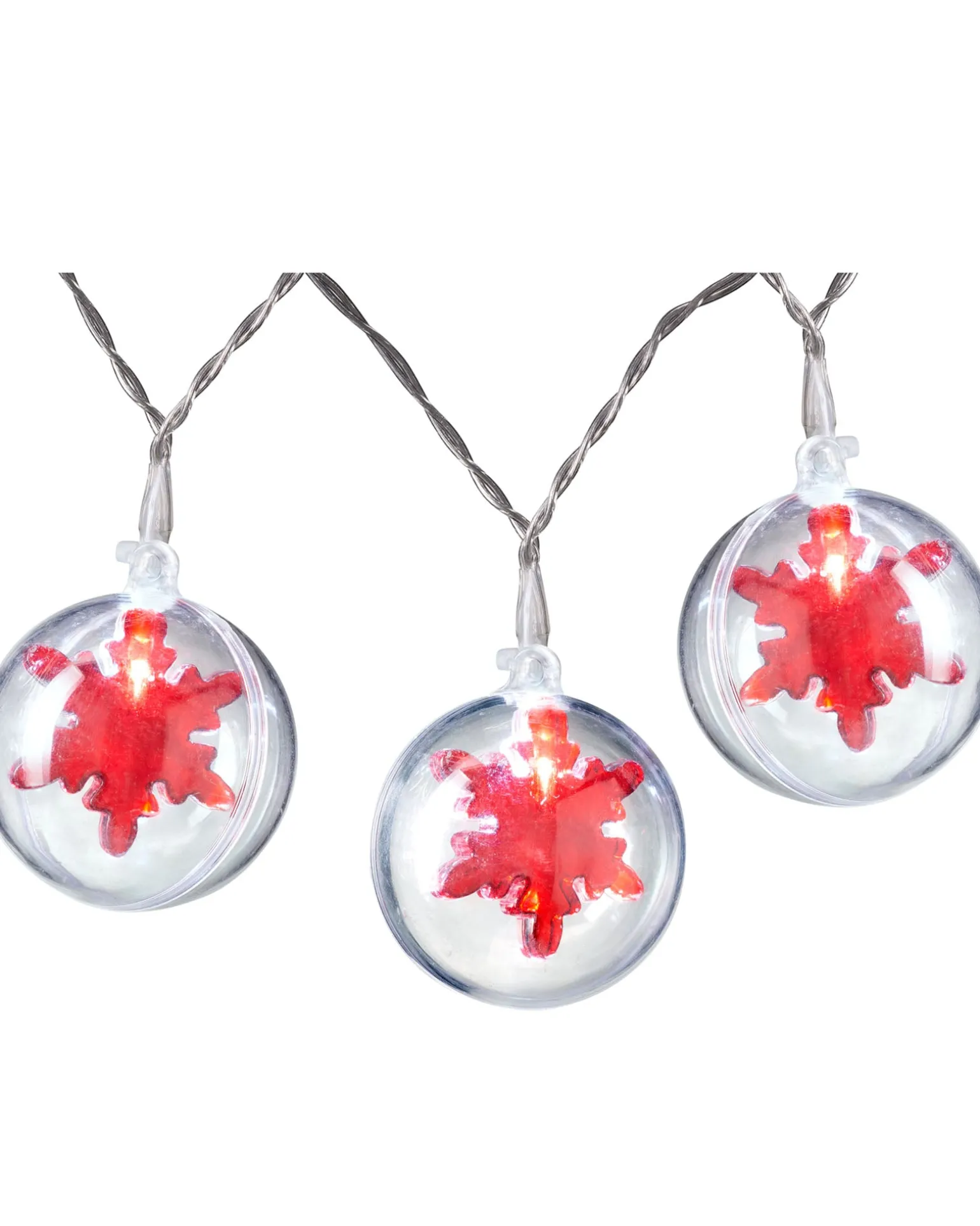 WeRChristmas Snowflake Bauble LED Light String, Red, 1.8 M^ Fairy Lights