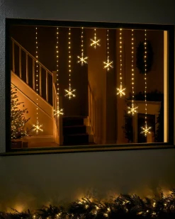 WeRChristmas Snowflake Curtain Light String, 1.2 M^ Window Silhouettes|Curtain & Net Lights