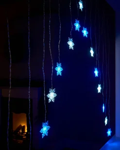 WeRChristmas Snowflake Curtain Net Light, Blue/White, 1.2 M^ Window Silhouettes|Curtain & Net Lights