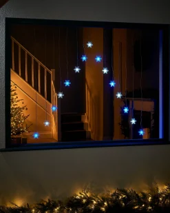 WeRChristmas Snowflake Curtain Net Light, Blue/White, 1.2 M^ Window Silhouettes|Curtain & Net Lights