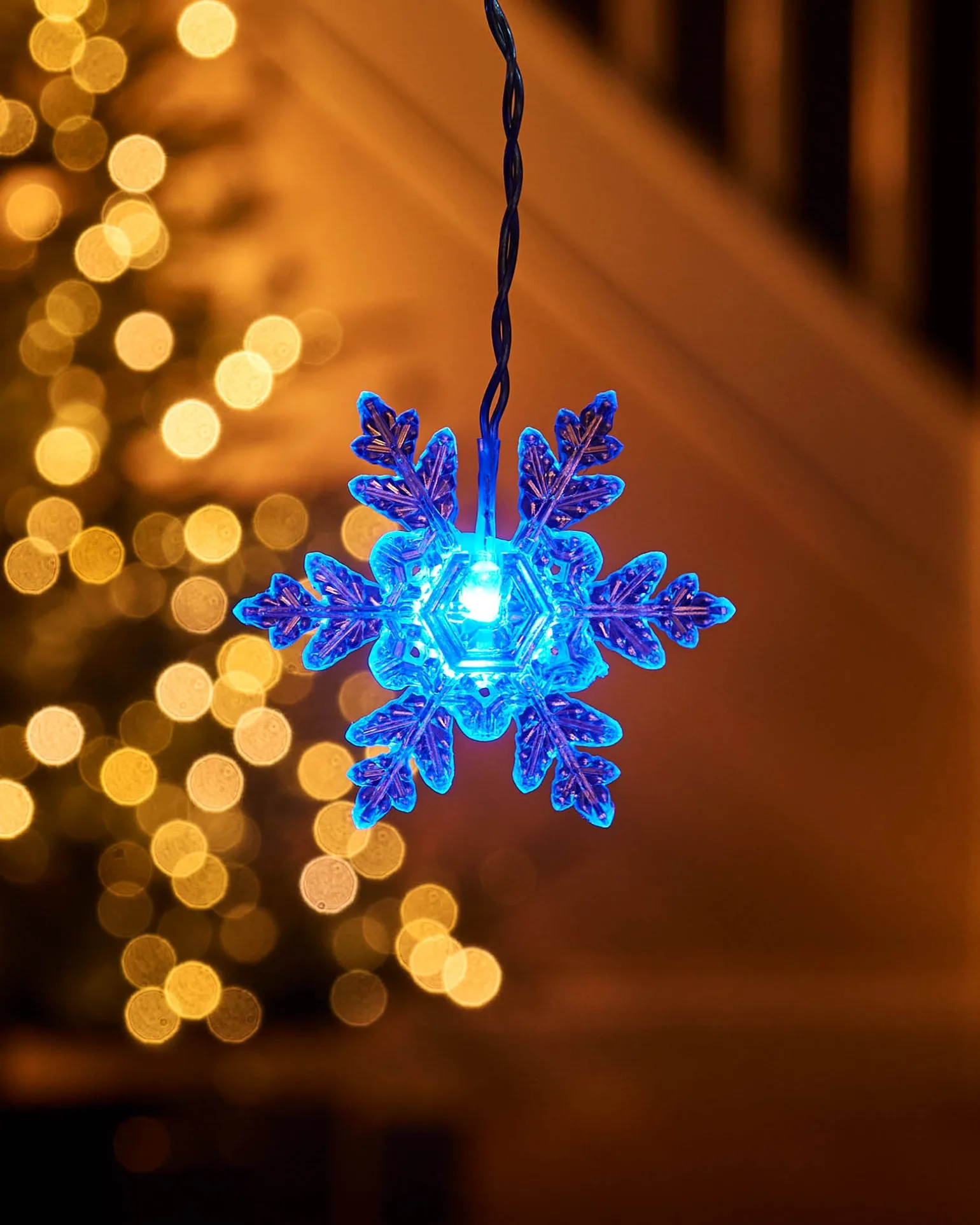 WeRChristmas Snowflake Curtain Net Light, Blue/White, 1.2 M^ Window Silhouettes|Curtain & Net Lights