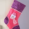 WeRChristmas Snowman Stocking, Pink/Purple, 48 Cm^ Novelty