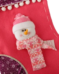 WeRChristmas Snowman Stocking, Pink/Purple, 48 Cm^ Novelty