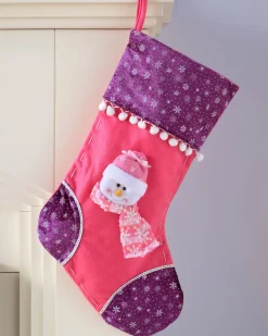 WeRChristmas Snowman Stocking, Pink/Purple, 48 Cm^ Novelty