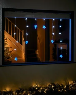 WeRChristmas Star Curtain Net Light, Blue/White, 1.2 M^ Window Silhouettes|Curtain & Net Lights