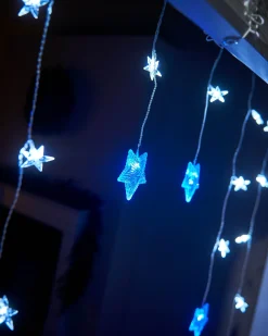 WeRChristmas Star Curtain Net Light, Blue/White, 1.2 M^ Window Silhouettes|Curtain & Net Lights