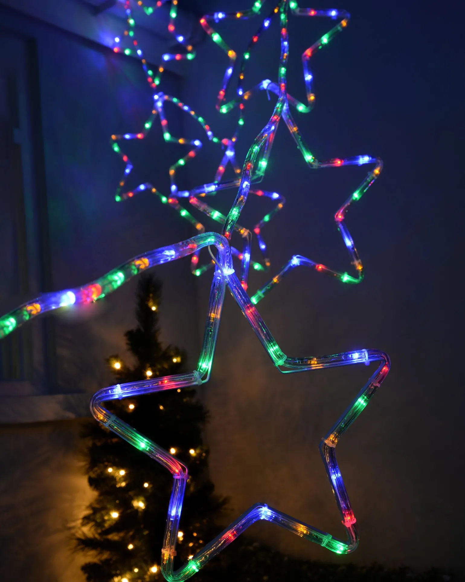 WeRChristmas 7-Star Motif Rope Light Silhouette, Multi-Colour, 300 Cm^ Festive Star, Snowflake & Sign Lights