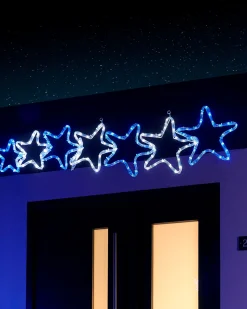 WeRChristmas 7-Star Motif Rope Light Silhouette, White/Blue, 119 Cm^ Festive Star, Snowflake & Sign Lights