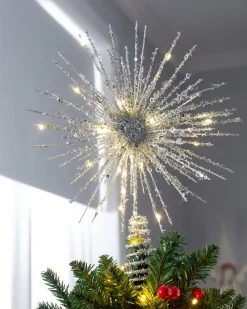 WeRChristmas Starburst Christmas Tree Topper, Silver, 32 Cm^ Tree Toppers